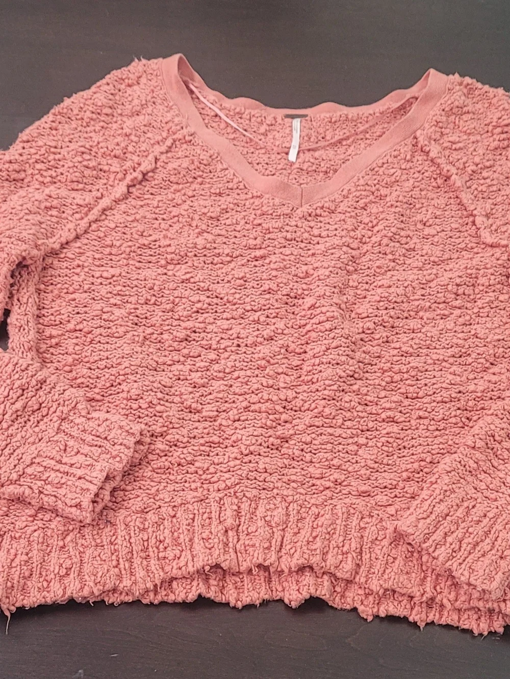 Free People V-Neck Textured Sweater - Coral/rust Color